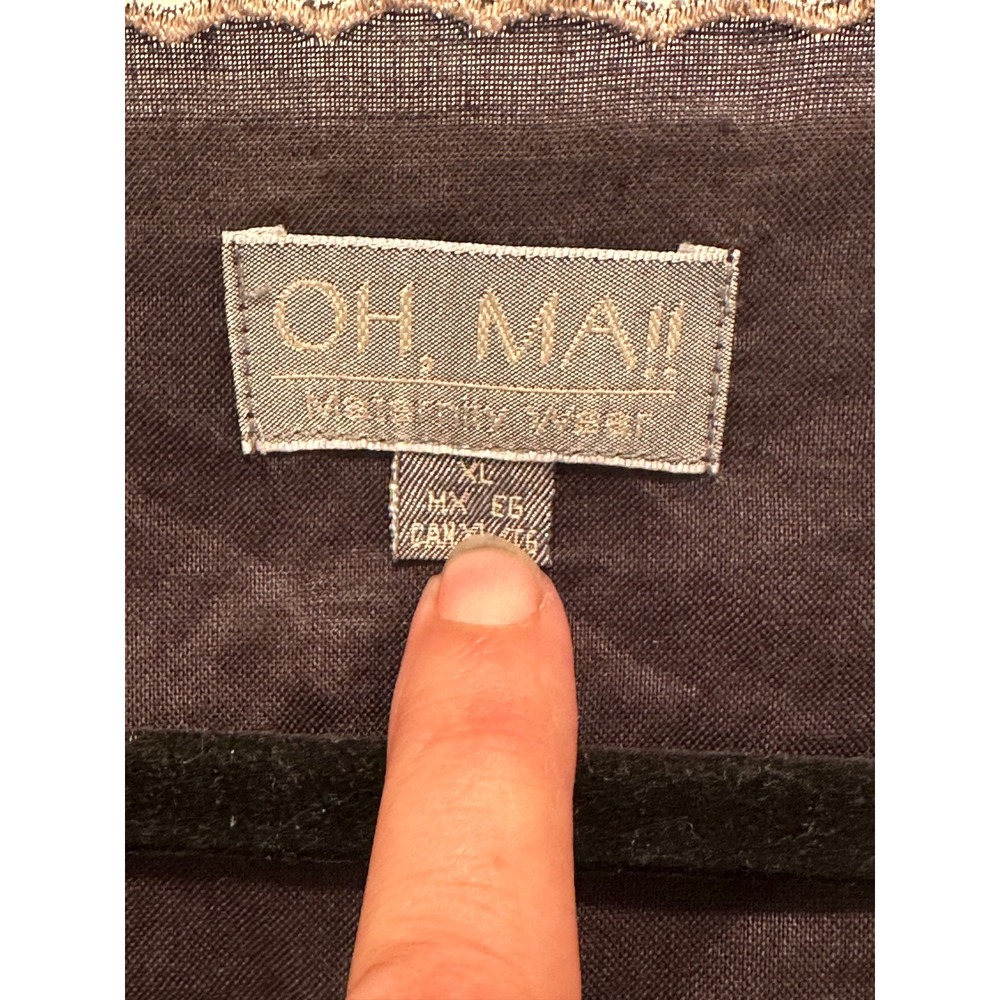 Oh Ma Maternity Sleeveless Embroidered Eyelet Scallop Hem Blouse Black XL - Picture 2 of 4